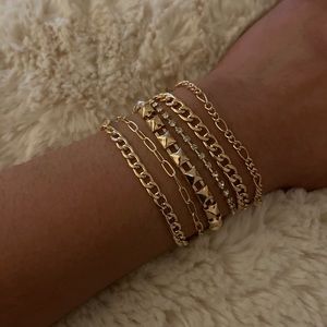 6 piece gold bracelet set.